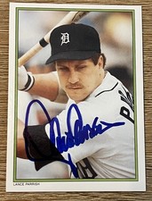 1986 Lance Parrish AUTOGRAPHED TOPPS GLOSSY BASEBALL CARD SIGNED DETROIT TIGERS