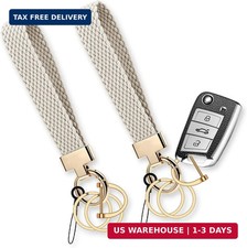 Keychain Wristlet Stretchy for Car Keys with D Ring - Cute Scrunchie Wrist Brace