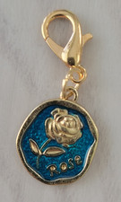 Blue Rose Flower Charm Zipper Decoration Lobster Claw Clasp Keychain