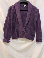 646 Vtg 1990s Women's Purple Sz 32-34 Small Sweater Long Sleeve Button At Waist