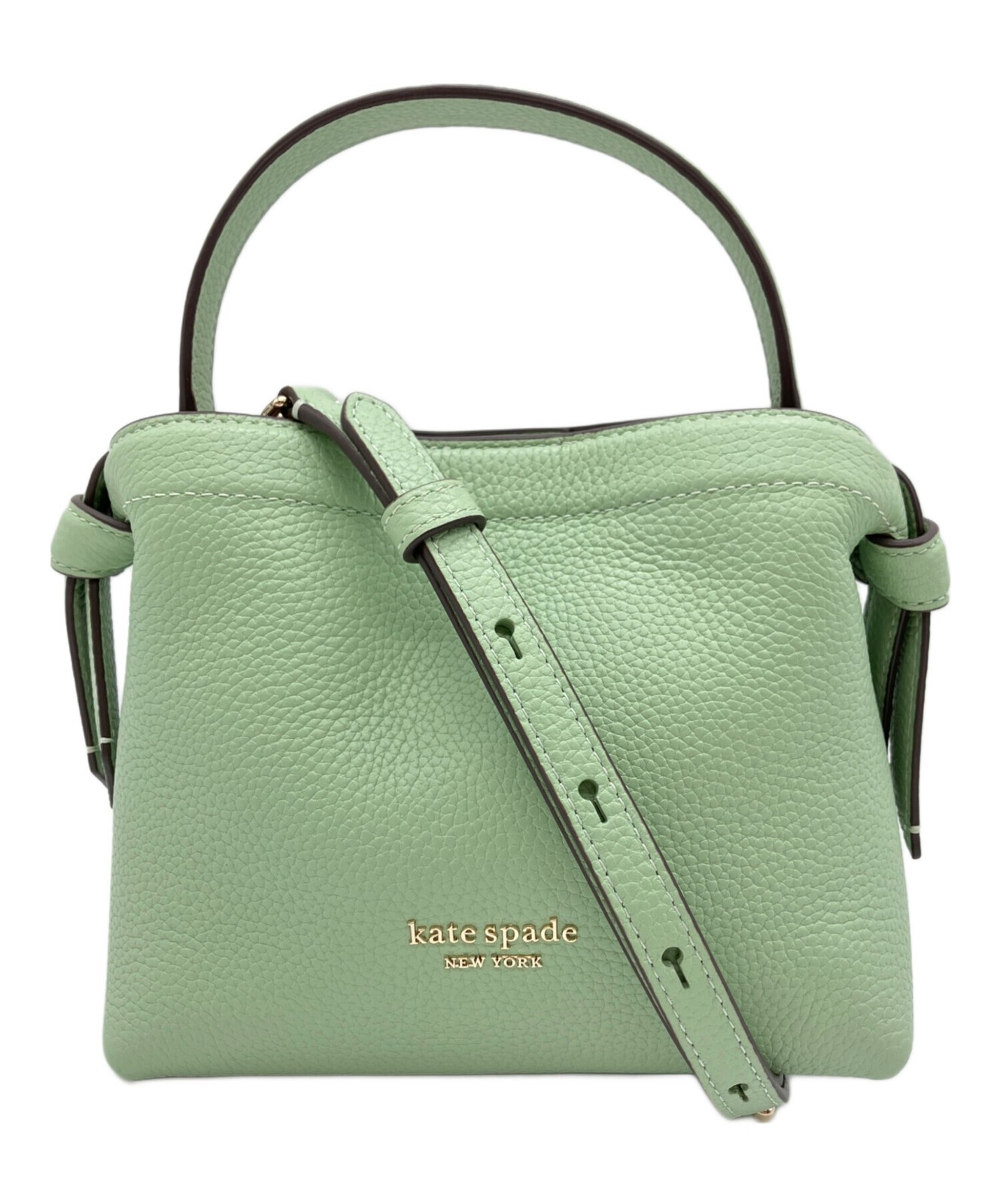 Kate Spade Knot Mini Crossbody Tote Light Green Leather Women Used Authentic