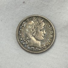 1914-D Barber Quarter Silver 25C Denver Mint High Grade 90% Silver Coin