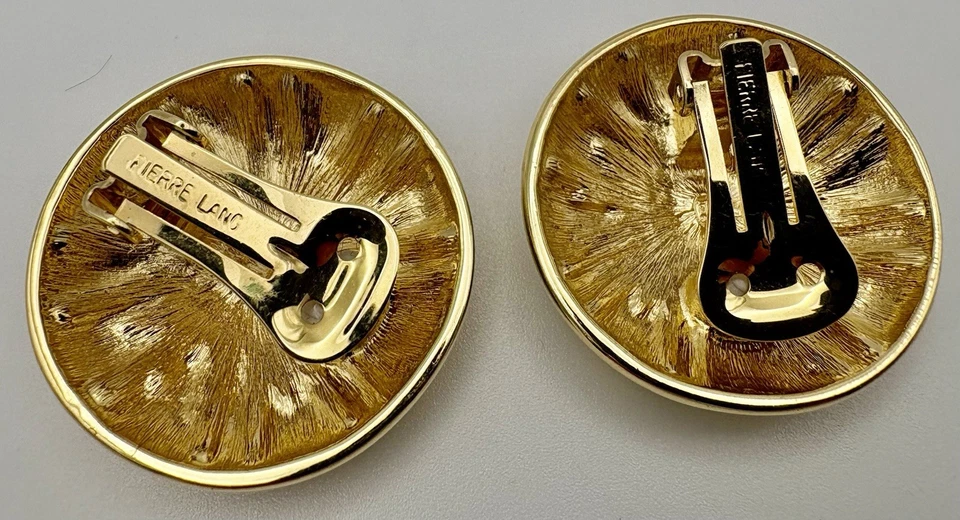 Pierre Lang Ohrringe, PL - Ohr-Clips Vintage , vergoldet mit Stein & Emalle BO63 - Bild 3 von 3