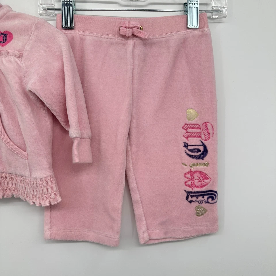 Conjunto Pantalón Chaqueta Juicy Couture Vintage Bebé Niña Talla 3-6 M Rosa Terciopelo Infantil Foto 3 de 4