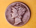 1930-S Mercury Head Silver Dime  VG+ ***323-6