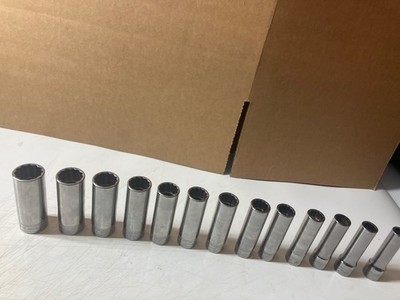 Snap-On Tools 13 Pc 1/2'' Drive Chrome Deep Metric Socket Set, 12 to 24 SM