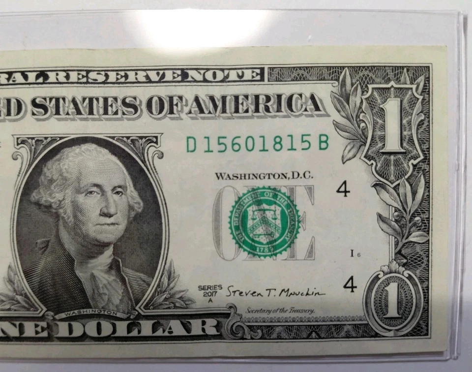 2017 A $1 FEDERAL RESERVE BANKNOTE OF OHIO BOOKEND #15 D 15601815 B PLATE # 16 - Image 2 of 4