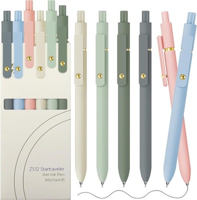 UIXJODO Gel-Stifte, 6 Stück, 0,5 mm, schwarze Tinte, Morandi-Fassung Büro-Bedarf