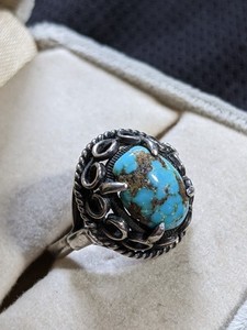 Mid Century Mexican Sterling Silver Turquoise Blue Robins Egg Vintage Ring