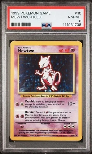 Pokemon Mewtwo Base Set 10/102 Holo PSA 8 NM-MT