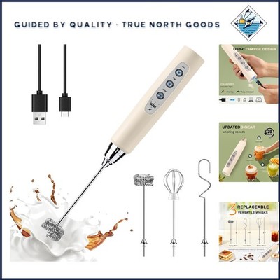Rechargeable Handheld Milk Frother with 3 Heads for Coffee and Drinks