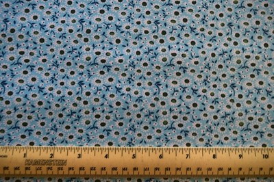 1/4 yard cotton MDG Fabrics Tiny White Flowers green centers on light blue