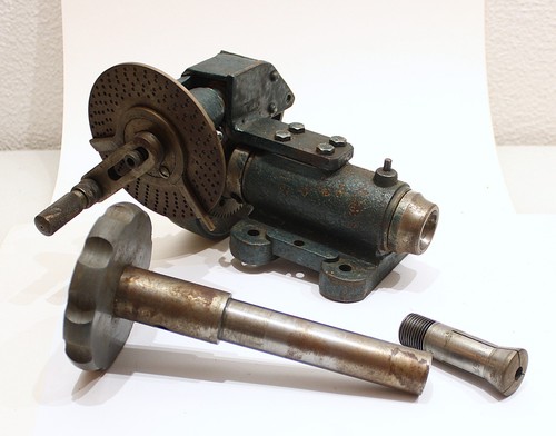 Cabezal de torno para relojeros Schaublin vintage con placa de índice y mandril de 20 mm - Imagen 10 de 11