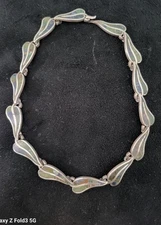 Los Castillo Taxco Sterling Silver Mosaic Inlaid Necklace