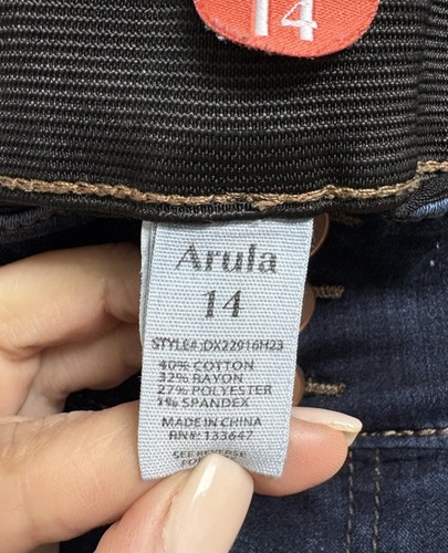 Arula Women’s Jeans Size 14 Dark Wash Skinny Stretch High Rise 3 Button Denim  - Picture 4 of 5