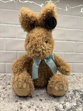 Brown Larger Bunny Plush With Blue Ribbon FAO Swartz NWT
