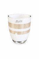 Fink Glas Windlicht Lima Neu Streifen Weiß Sand KüBelform 14 Cm Hoch