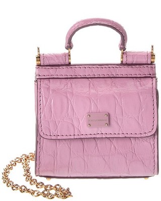 Dolce & Gabbana Sicily Micro Croc-Embossed Leather Tote Women's Pink