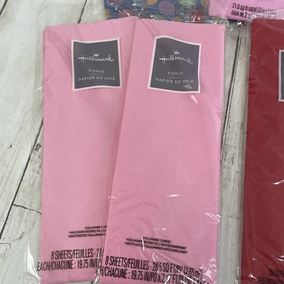 Lot of 12 Packs Hallmark/ American Greetings Tissue Paper Red / Pink /Multi Dots - Image 2 of 4