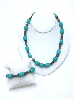 Sterling Silver Turquoise Beaded Jewelry Set 118.54 Grams