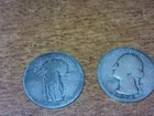 1934 Washington Quarter w/ no mint mark & Standing Liberty w/ worn date