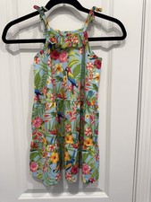 NWOT Tommy Bahama Girls Dress Tropical Parrot Hibiscus Bird Of Paradise 4T New