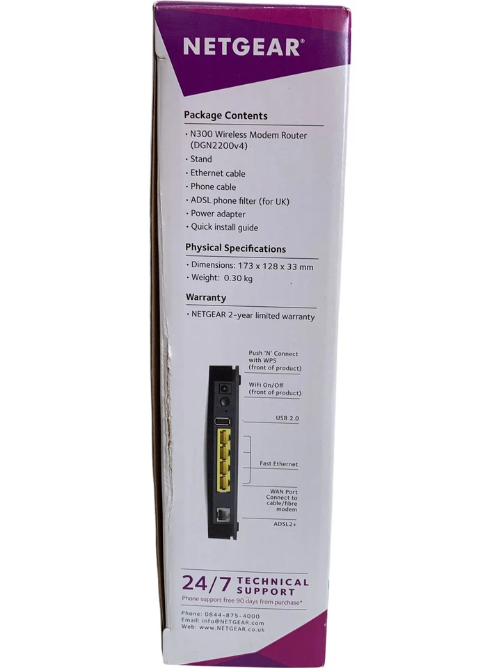 Netgear N300 DGN2200 Wireless Modem Router ADSL2+ ReadyShare USB - Image 3 of 4