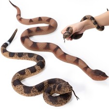 2Pcs Realistic Fake Snake Toy for Garden, Rubber Snakes Keep Birds Away Brown