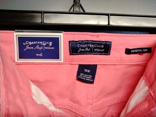 Charter Club Bristol Capri Pants Straight Leg Womens Plus Size 18W Pink - Picture 5 of 8