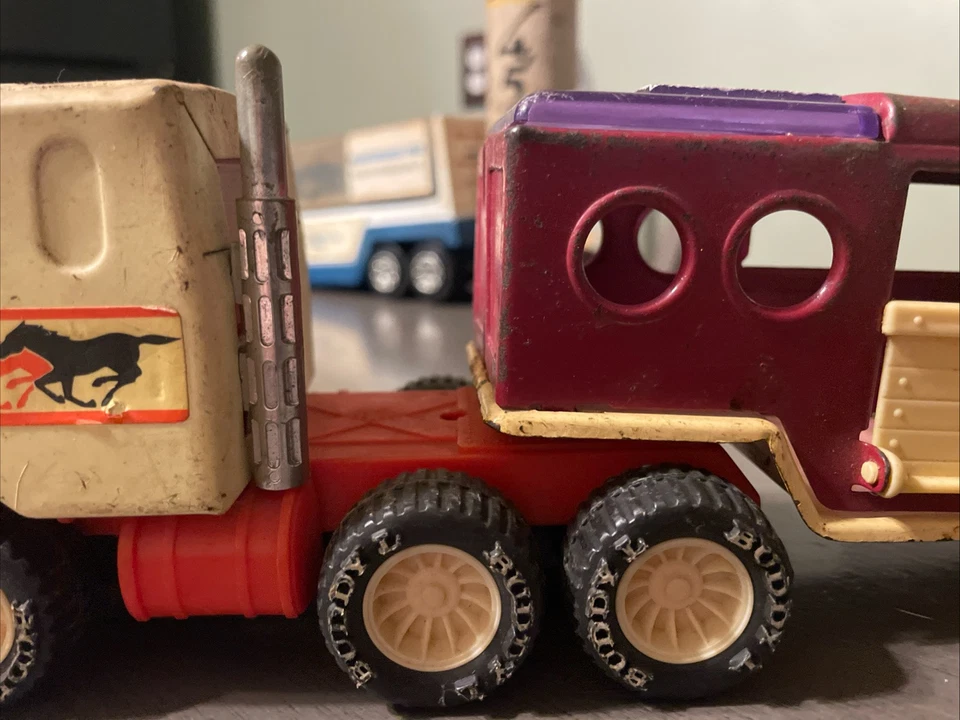 Remolque Buddy L 1979 1/43 para caballos y semicabina Mack 1/24 usado hecho en Japón raro L43 Foto 3 de 4