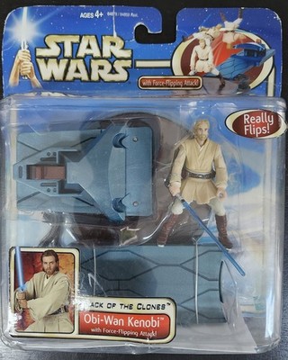 STAR WARS AOTC OBI-WAN KENOBI FORCE - FLIPPING ATTACK! ATTACK OF THE CLONES FIGUR