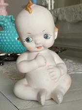 Vintage Porcelain Kewpie Baby Powder Shaker Dispenser With Cork 5 3/4”