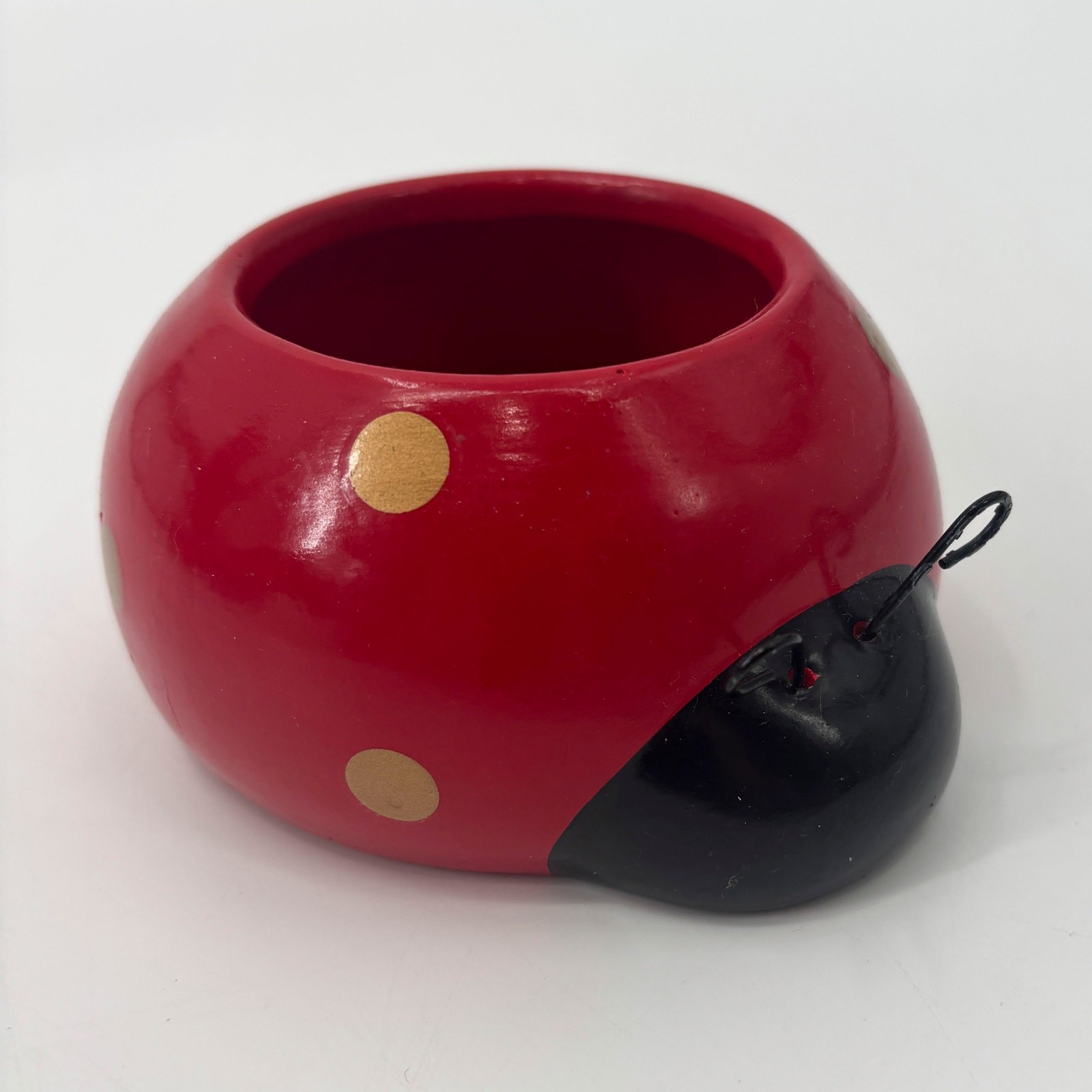 Maceta de cerámica vintage Rocket Farms Love Bugs Ladybug, 4,5" roja negra