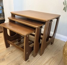 Vintage Set of 3 Wooden Nesting Nest Of Tables Mid Century Style