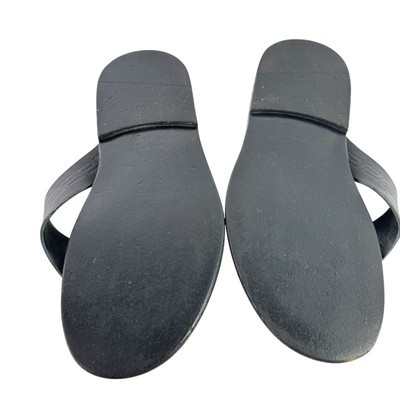 VERSACE Black Leather Medusa Flip Flops Men\'s Sandals 44 - 11US VERSACE Black Leather Medusa Flip Flops Men main image 2