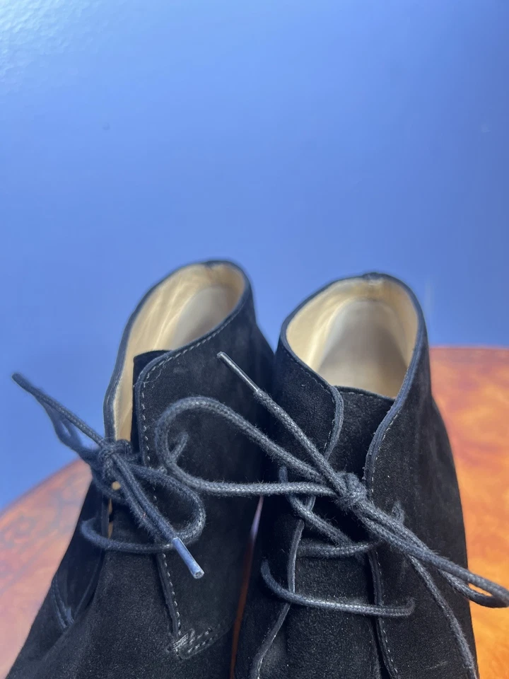 Botas Christian Louboutin COMPACTA camurça preta com cadarço anabela tornozelo 7.5 - Imagem 3 de 4