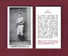1887-1890 Old Judge N172 REPRINT: Sid Farrar, Phillies ~Paris Hill, Maine native