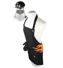 Vacu Vin BBQ & Kitchen Apron with Oven Gloves / Mitts - Flame Design