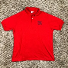 VINTAGE 80s Wisconsin Dairy Men Sz XL Polo Shirt Red Cheese Made in USA