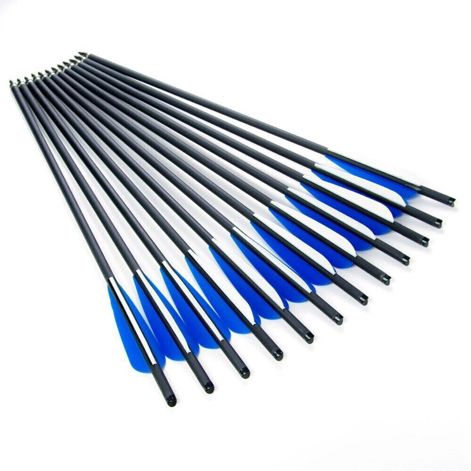SALE 12Pcs 20" Crossbow Bolts Carbon Arrow Archery Half Moon Nock Hunting Season - Image 2 of 4
