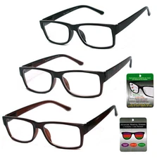 Progressive Reading Glasses 3 Strengths in 1 Reader Square Frame Spring Temple