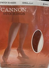 UNIQUE, VTG. 1960'S CANNON NYLON STOCKINGS, STRETCH SEAMLESS, CINNAMON, SIZE A