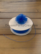 7/8" ROYAL BLUE Plain Organza PULL RUFFLED BOW Ribbon 25 Yds