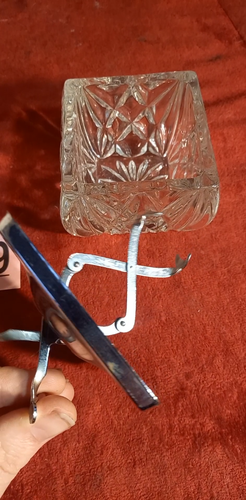 vintage Lidded, glass sugar bowl with internal sprung tongs - Video 1 of 1