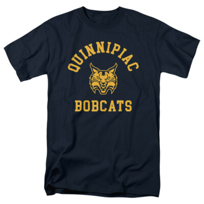 Quinnipiac University Adult T-Shirt One Color Logo, Navy, S-5XL