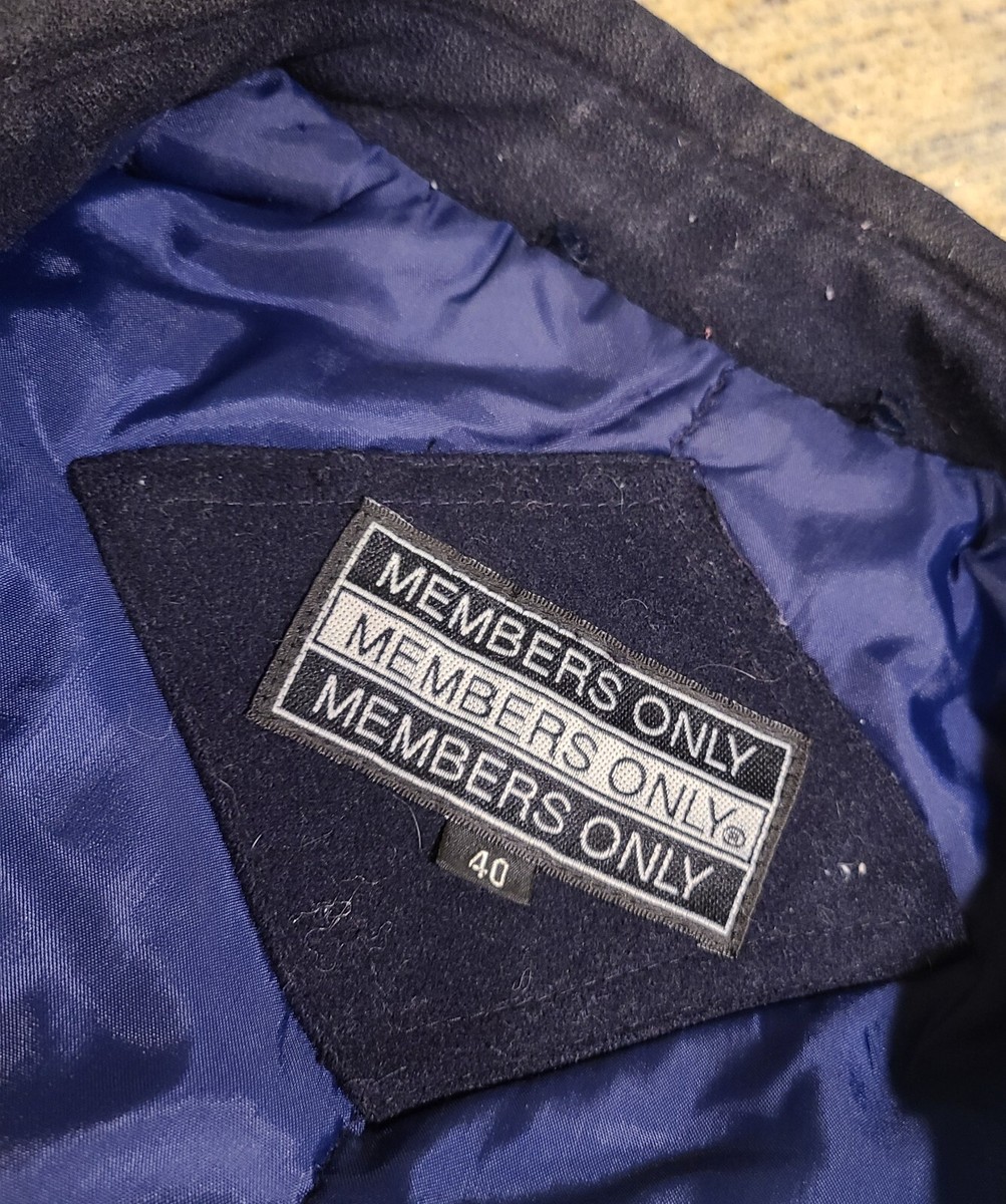 MEMBERS ONLY フリースジャケット サイズ40 MEMBERS ONLY Lined Wool Jacket Mens SIZE 40 Blue Vintage Zip Front