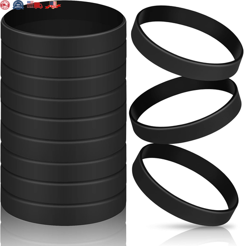 12 Pieces Rubber Bracelets, Solid Color Silicone Wristbands, Multi-Pack Blank Wr - Picture 11 of 12
