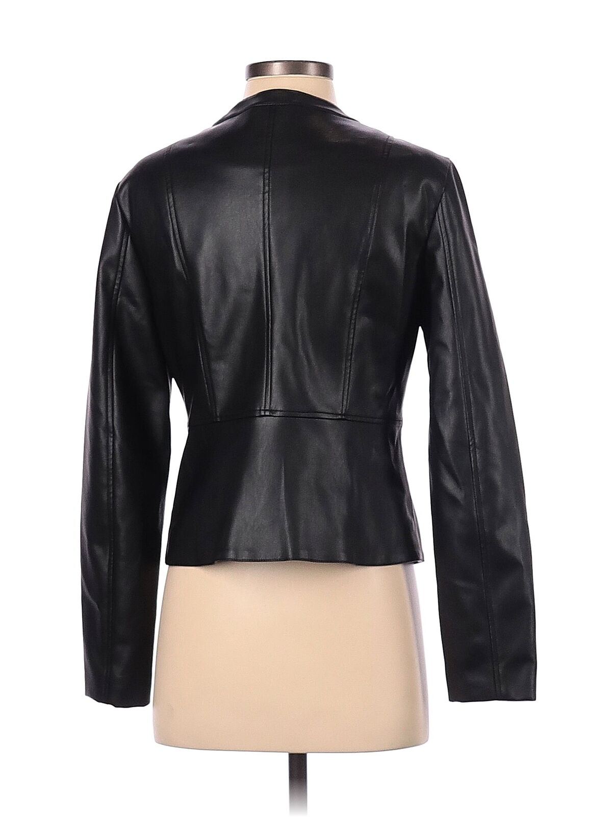T Tahari Women Black Faux Leather Jacket 4 - image 2