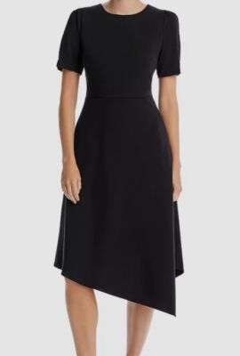 Karl Lagerfeld Paris Women's Black Ponte Asymmetric Dress Sz 8