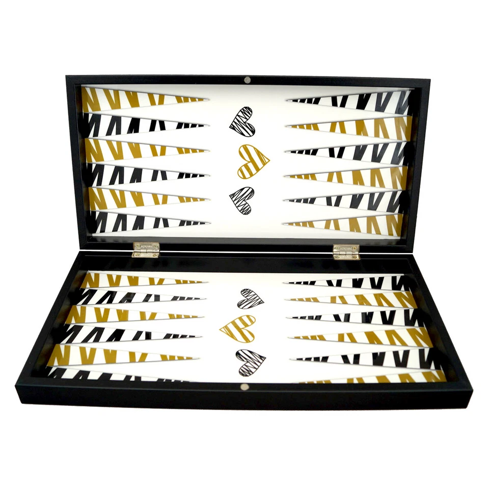 DELUXE Holz Backgammon Set VALENTINE Tavla Spiel im XXL Format 48x48,7 cm - Bild 3 von 4